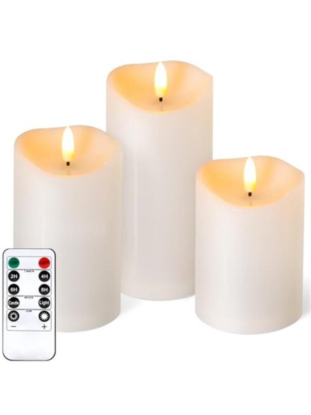 Flameless LED Candles Waterproof Remote Timer Flickering Pillar Candle Set